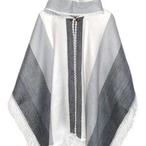 NEW Ruana Alpaca Wool Open Poncho With Hood